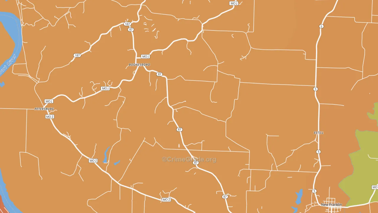 Franklin, MO Map of Robbery Rates