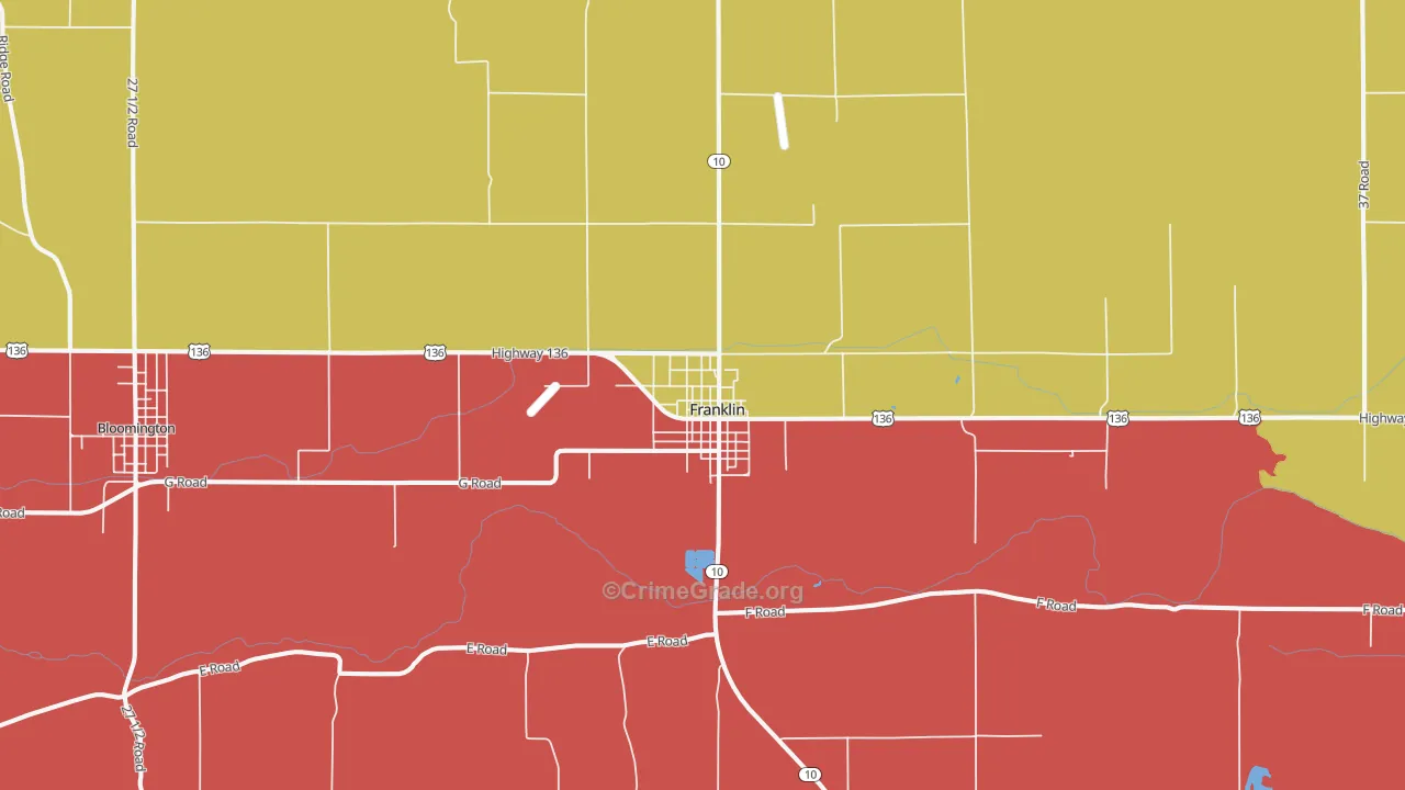 Franklin, NE Map of Robbery Rates