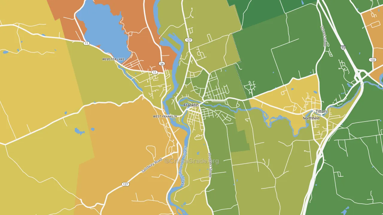 Franklin, NH Map of Robbery Rates