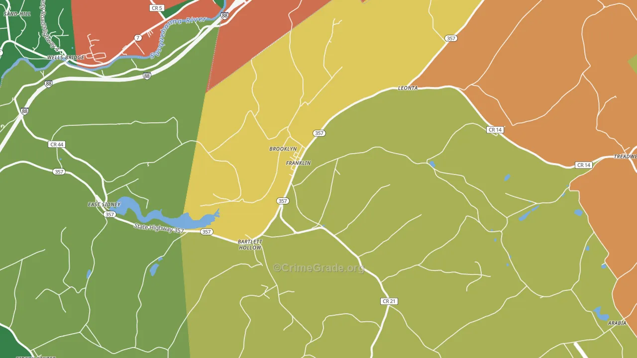 Franklin, NY Map of Robbery Rates