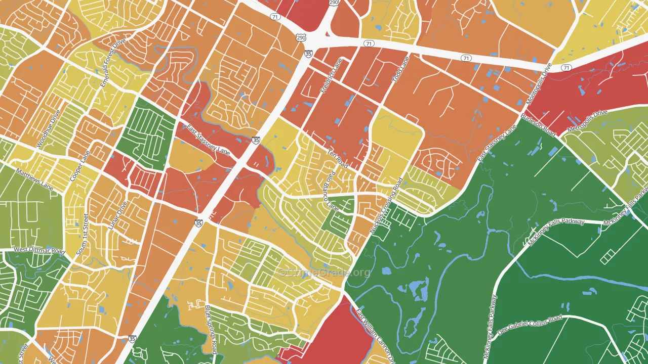 Franklin Park, Austin, TX Map of Robbery Rates
