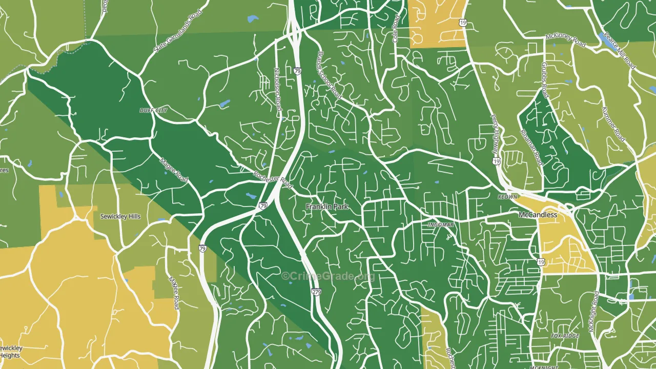 Franklin Park, PA Map of Robbery Rates