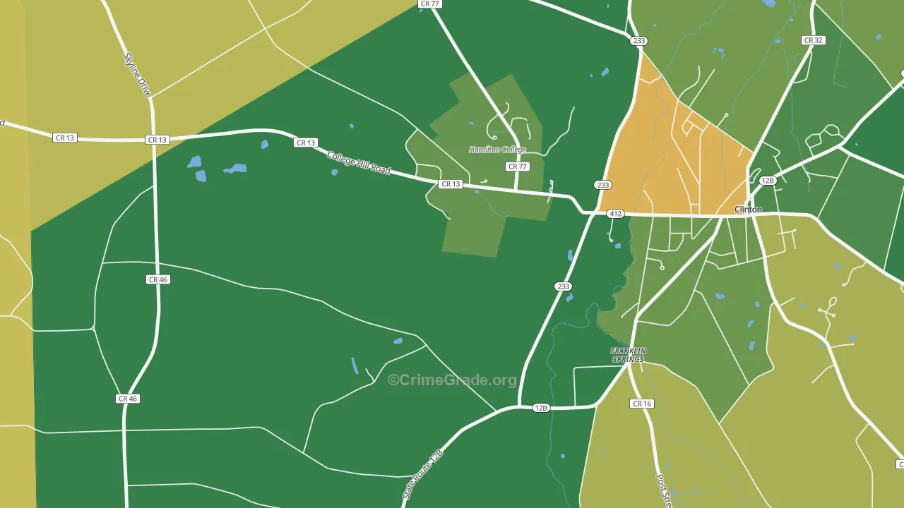 Franklin Springs, NY Map of Robbery Rates