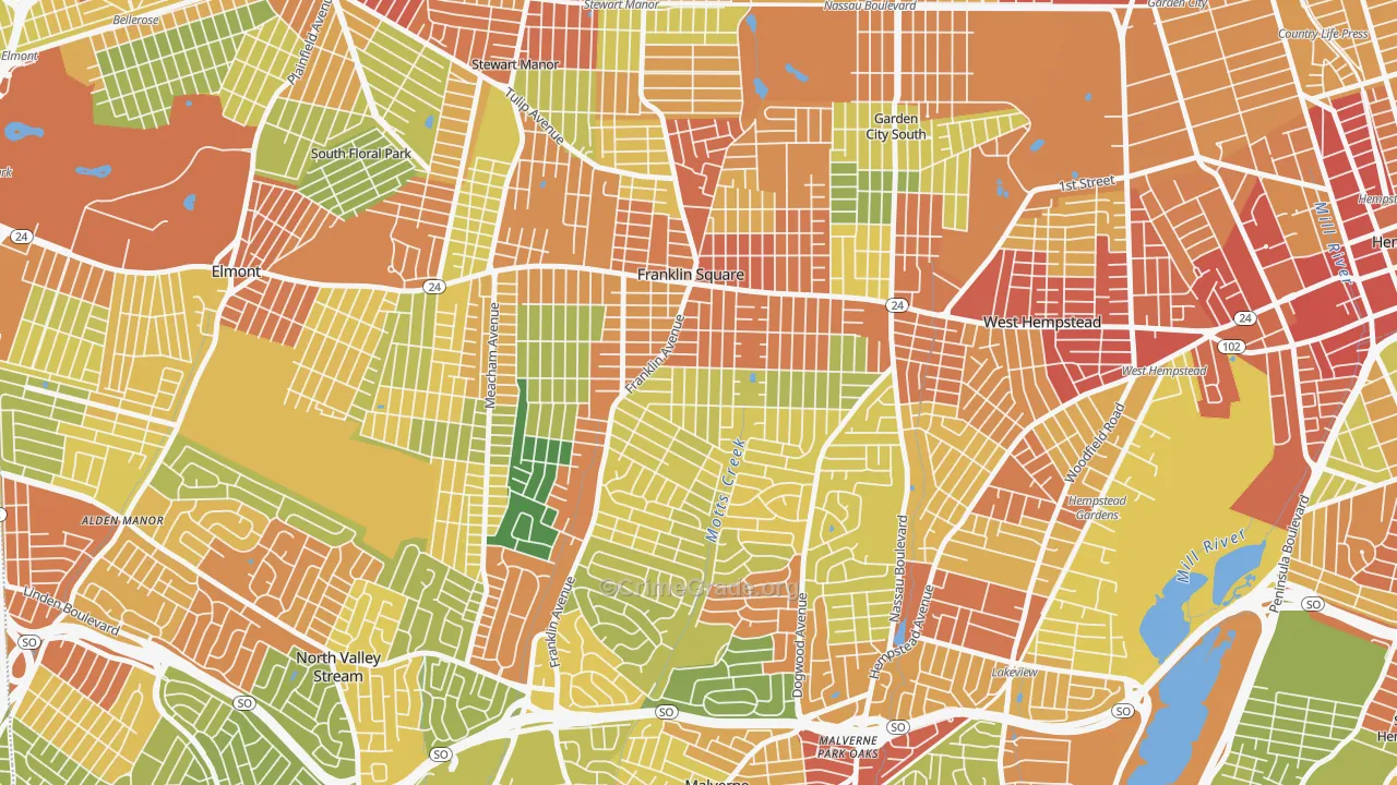 Franklin Square, NY Map of Robbery Rates