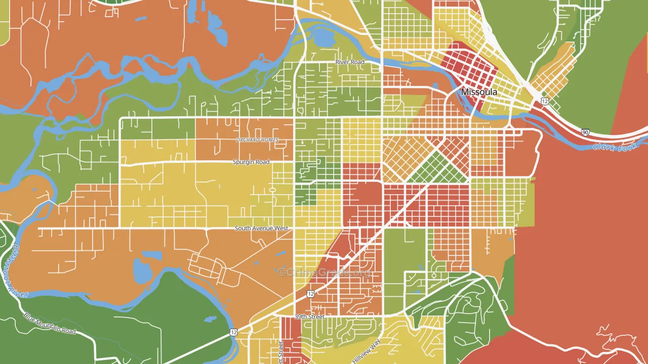 Franklin To The Fort, Missoula, MT Map of Robbery Rates