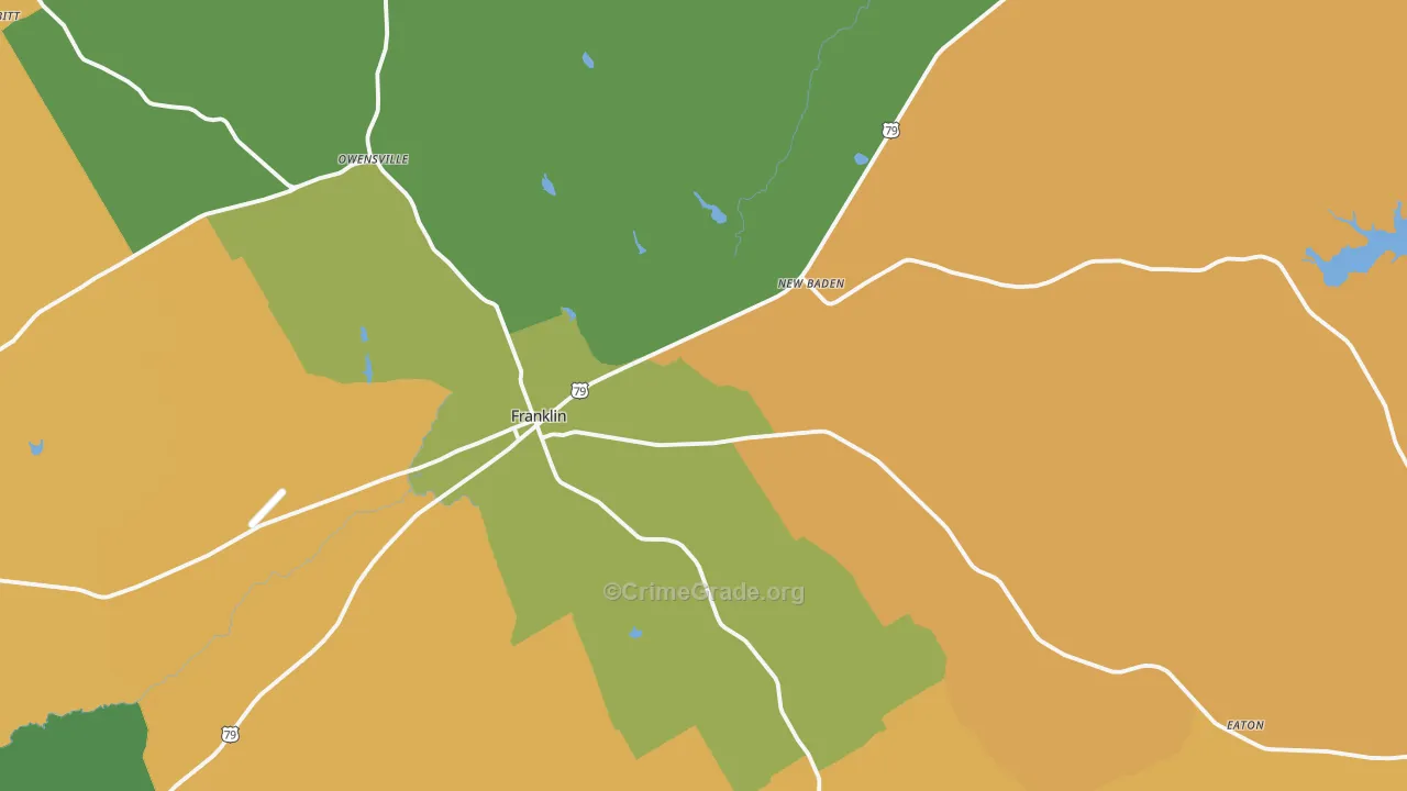 Franklin, TX Map of Robbery Rates