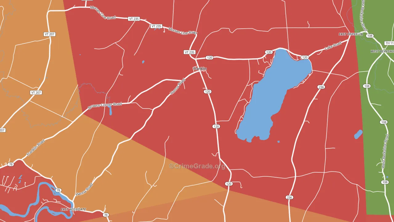 Franklin, VT Map of Robbery Rates
