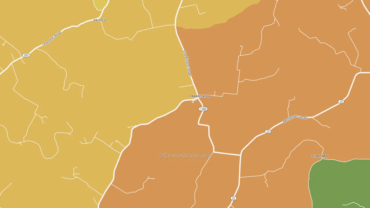 Franklinton, KY Map of Robbery Rates