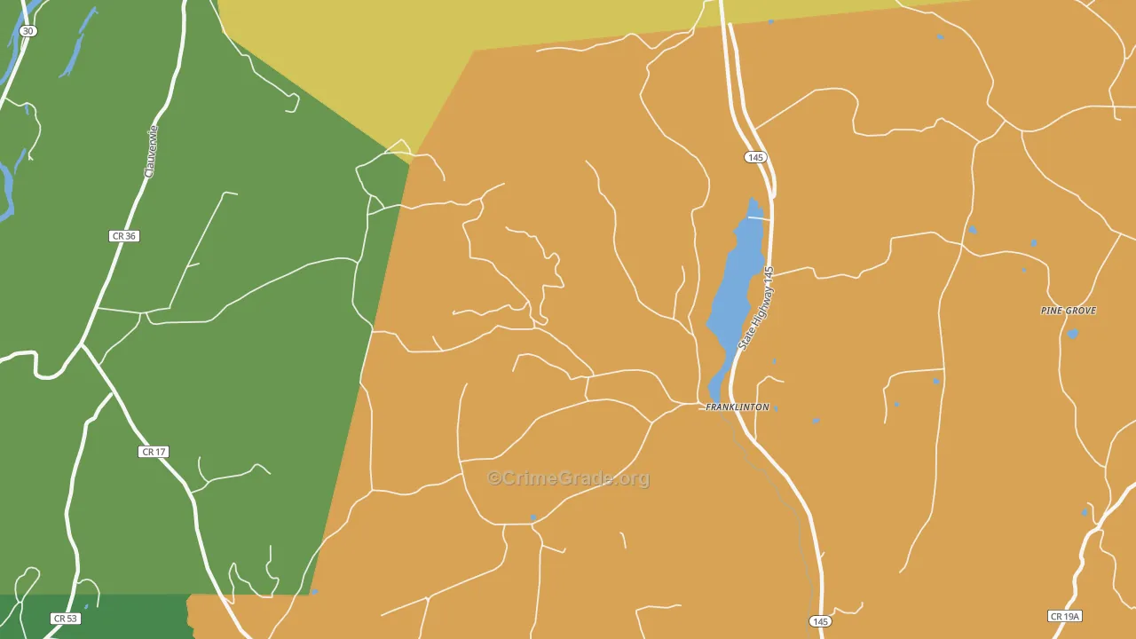 Franklinton, NY Map of Robbery Rates