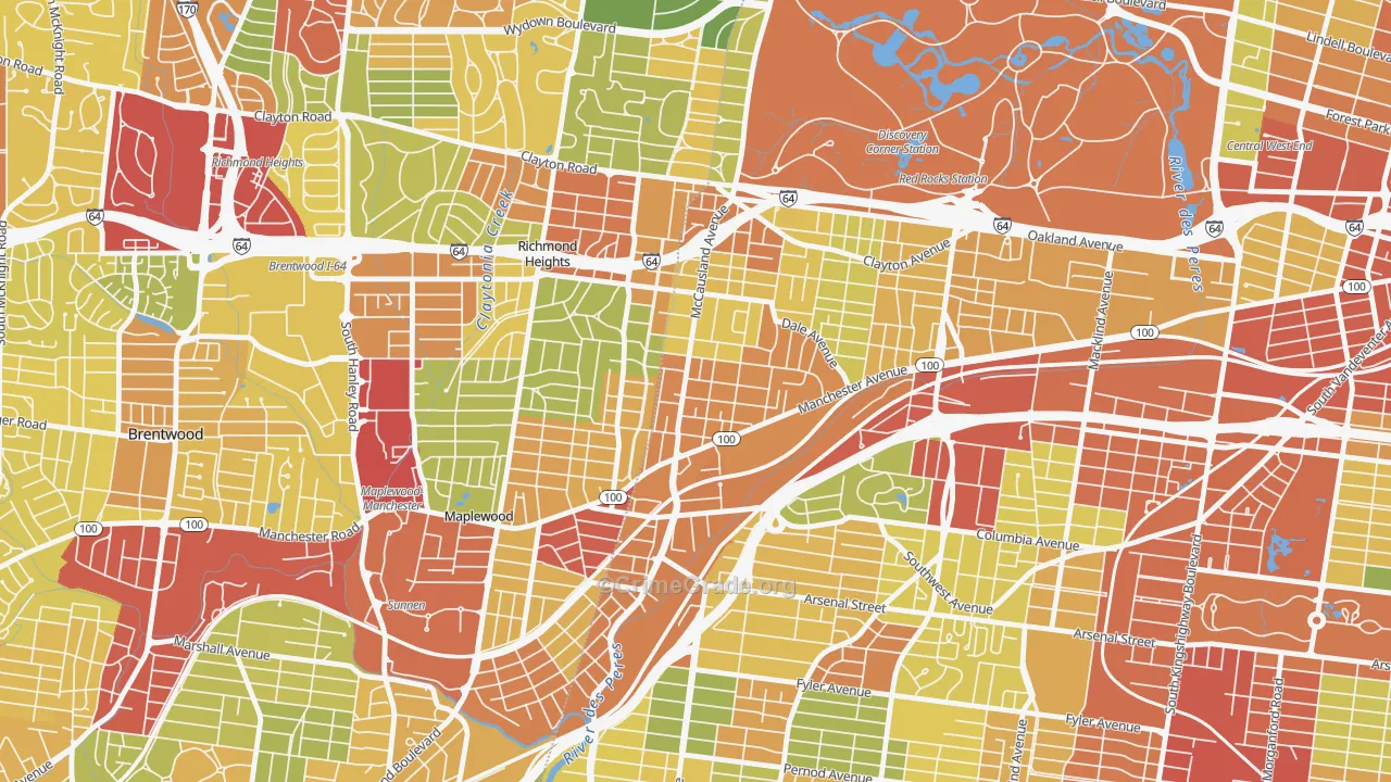 Franz Park, St. Louis, MO Map of Robbery Rates