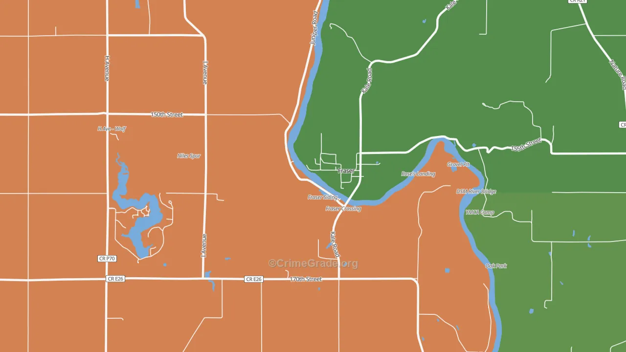 Fraser, IA Map of Robbery Rates