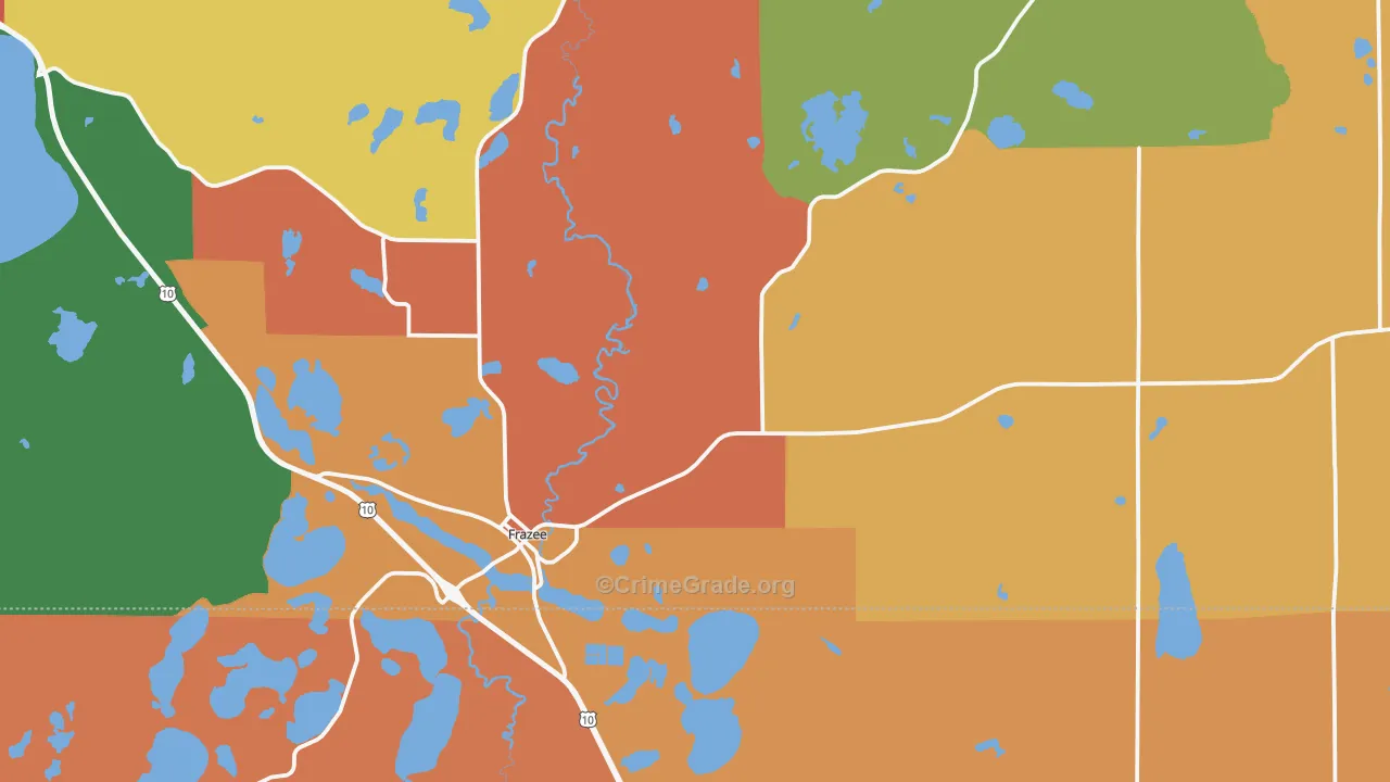 Frazee, MN Map of Robbery Rates