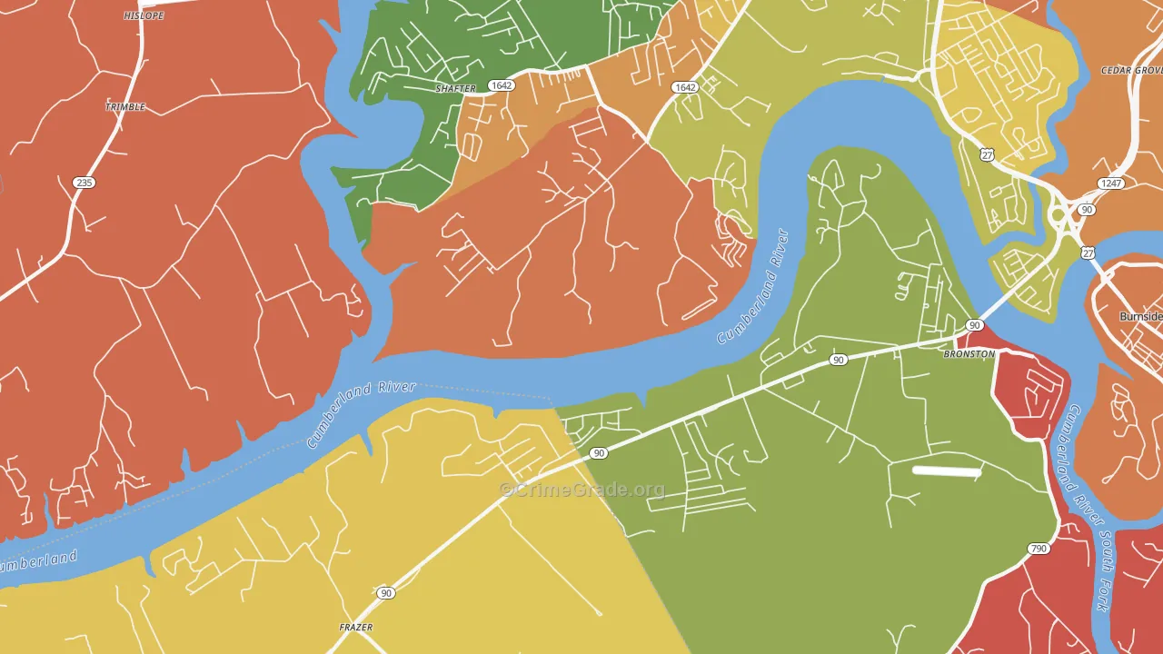 Frazer, KY Map of Robbery Rates