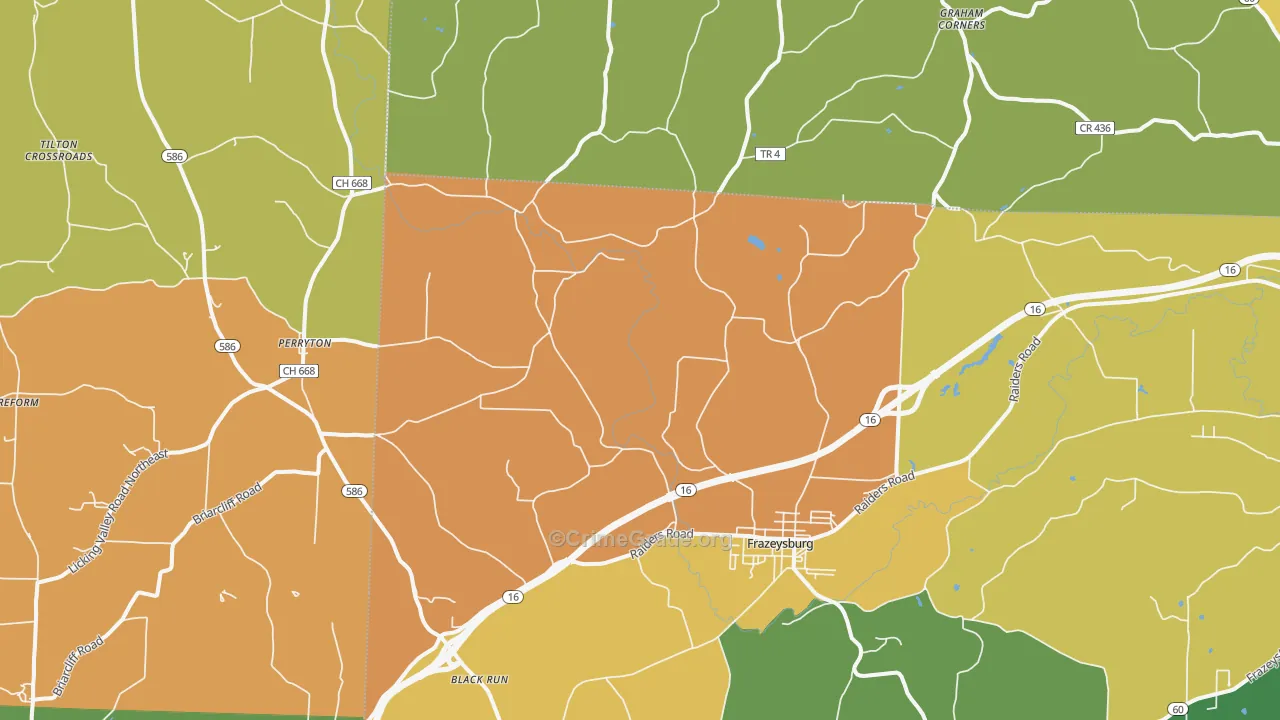 Frazeysburg, OH Map of Robbery Rates