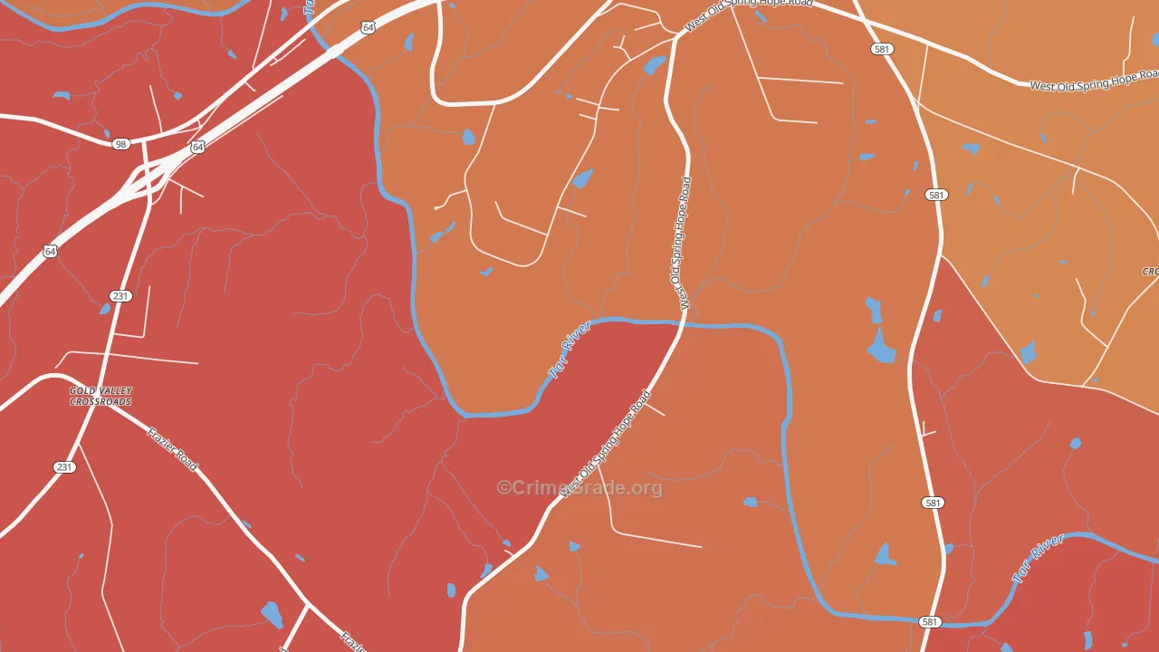 Frazier Crossroads, NC Map of Robbery Rates