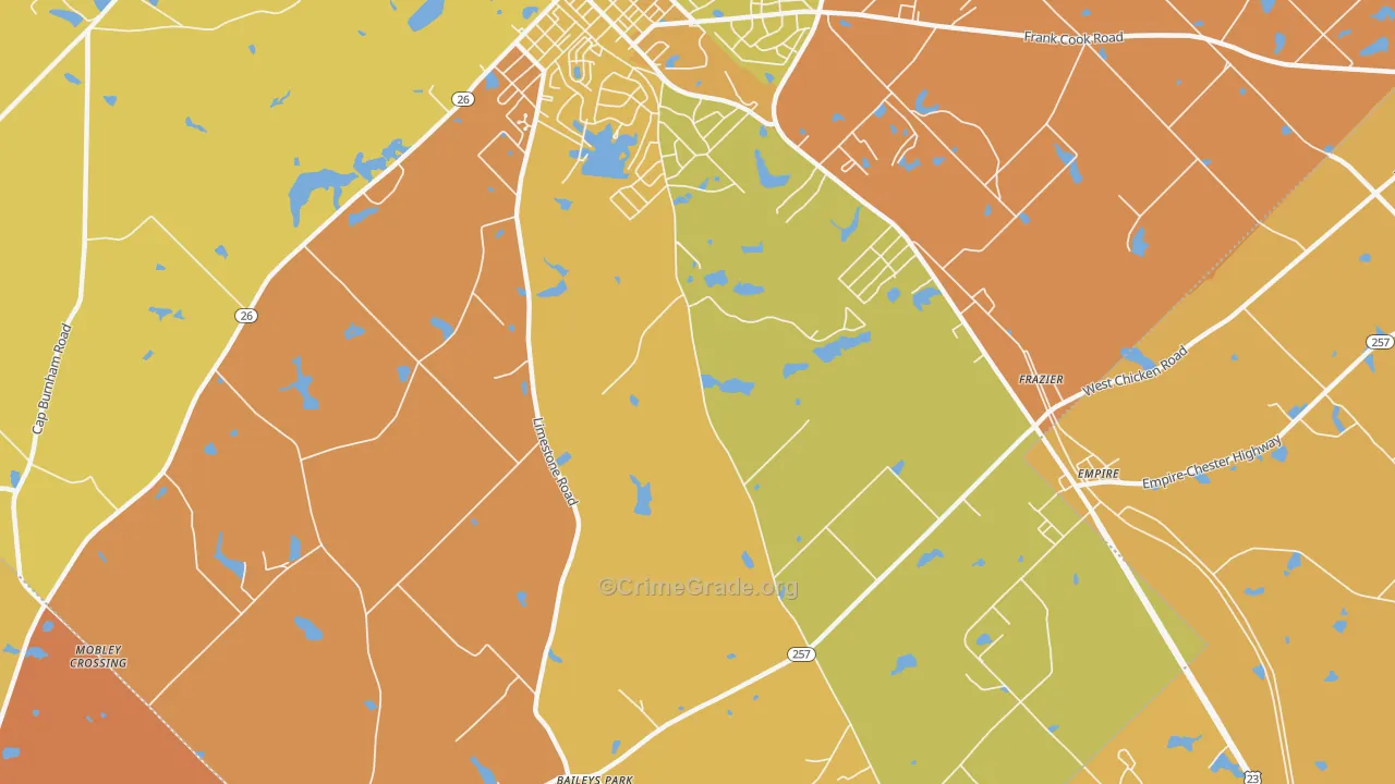 Frazier, GA Map of Robbery Rates