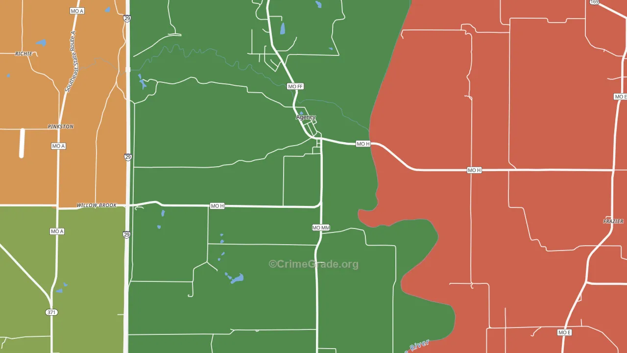 Frazier, MO Map of Robbery Rates