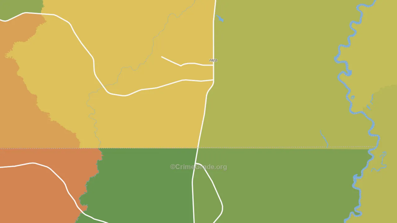 Fred, TX Map of Robbery Rates