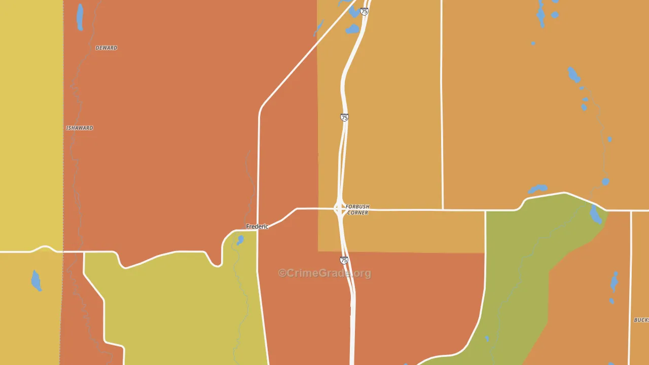 Frederic, MI Map of Robbery Rates