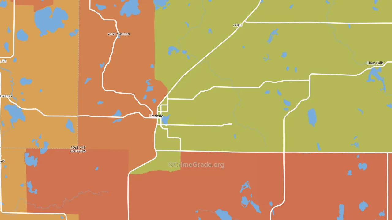 Frederic, WI Map of Robbery Rates