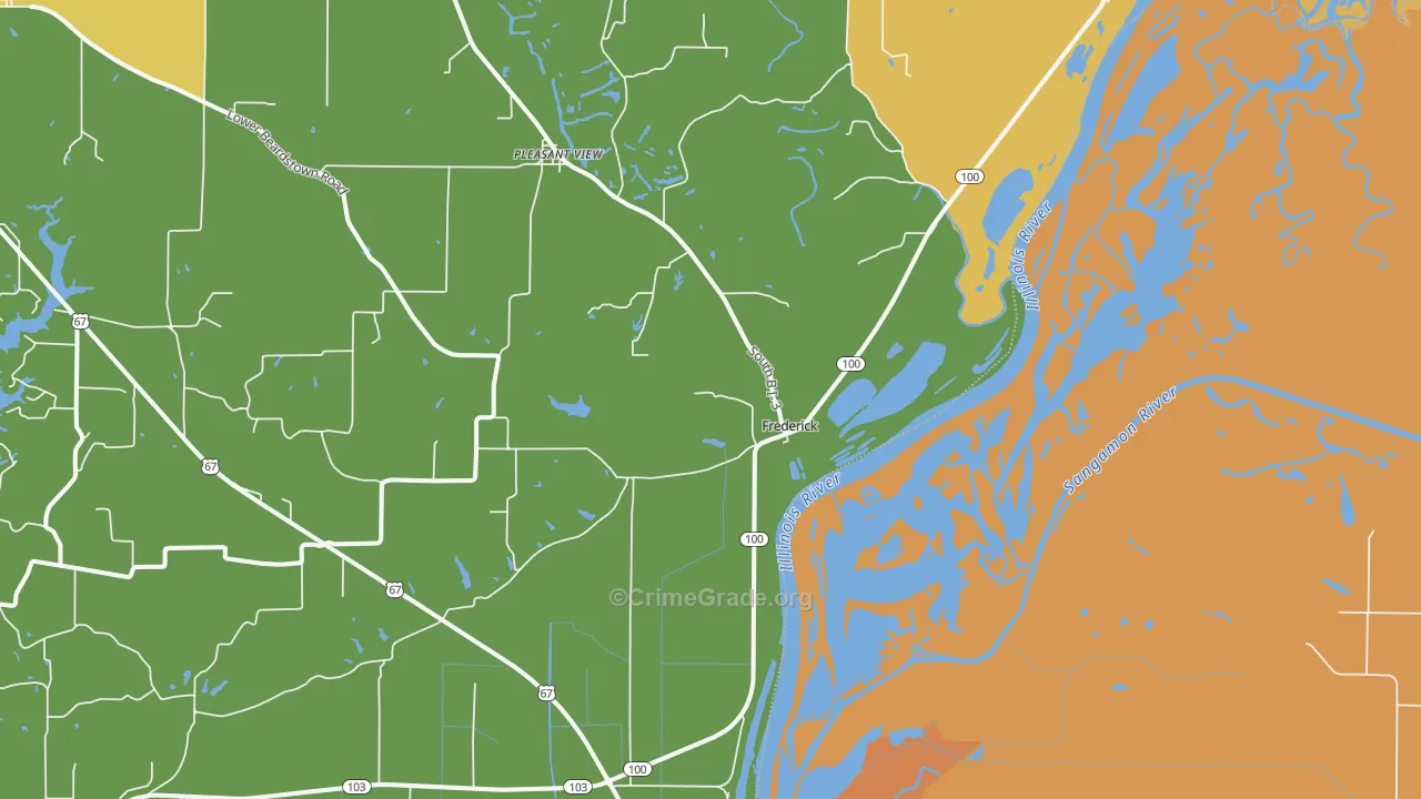 Frederick, IL Map of Robbery Rates
