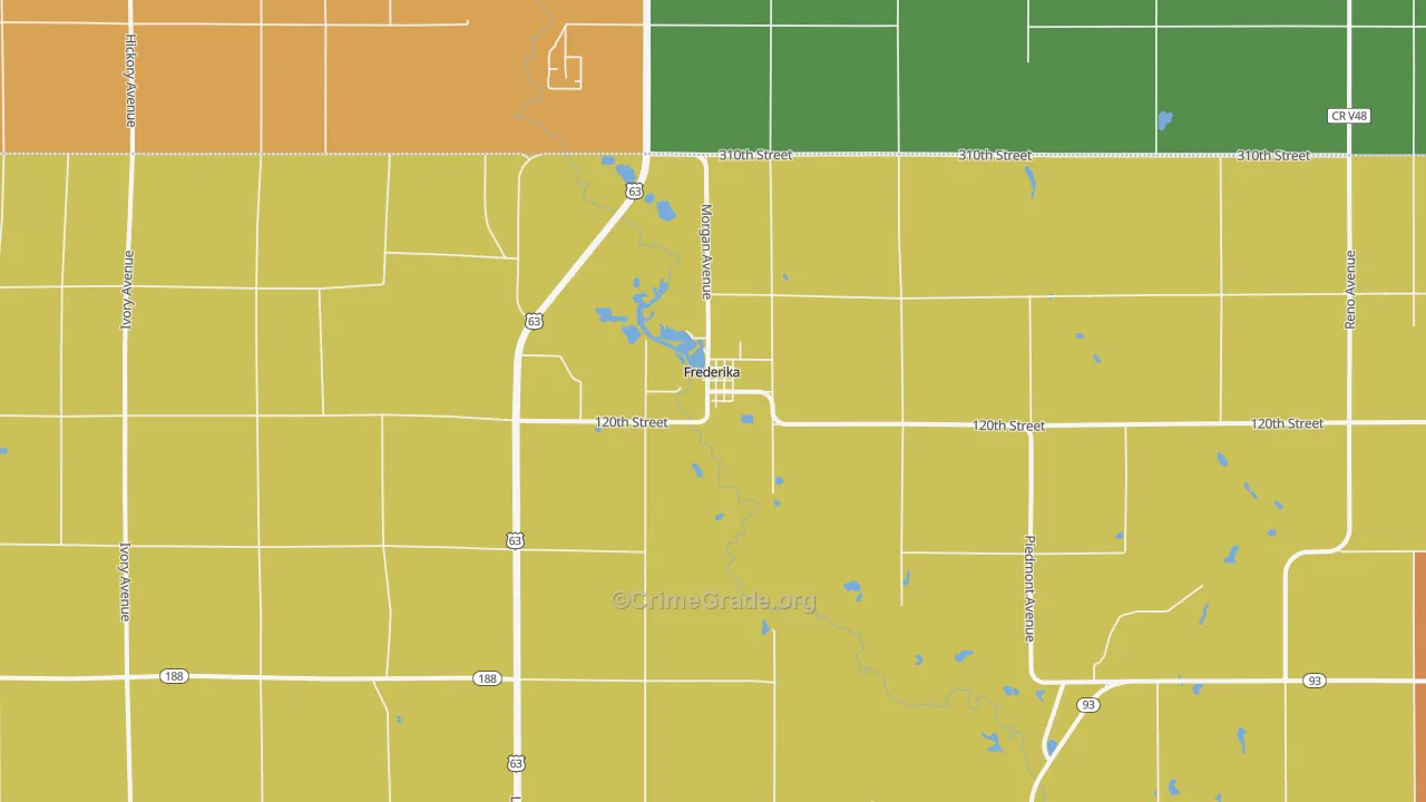 Frederika, IA Map of Robbery Rates
