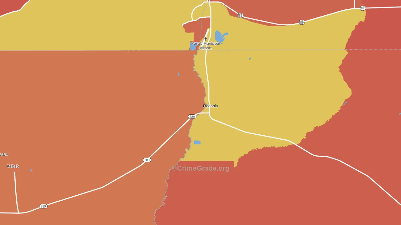 Fredonia, AZ Map of Robbery Rates