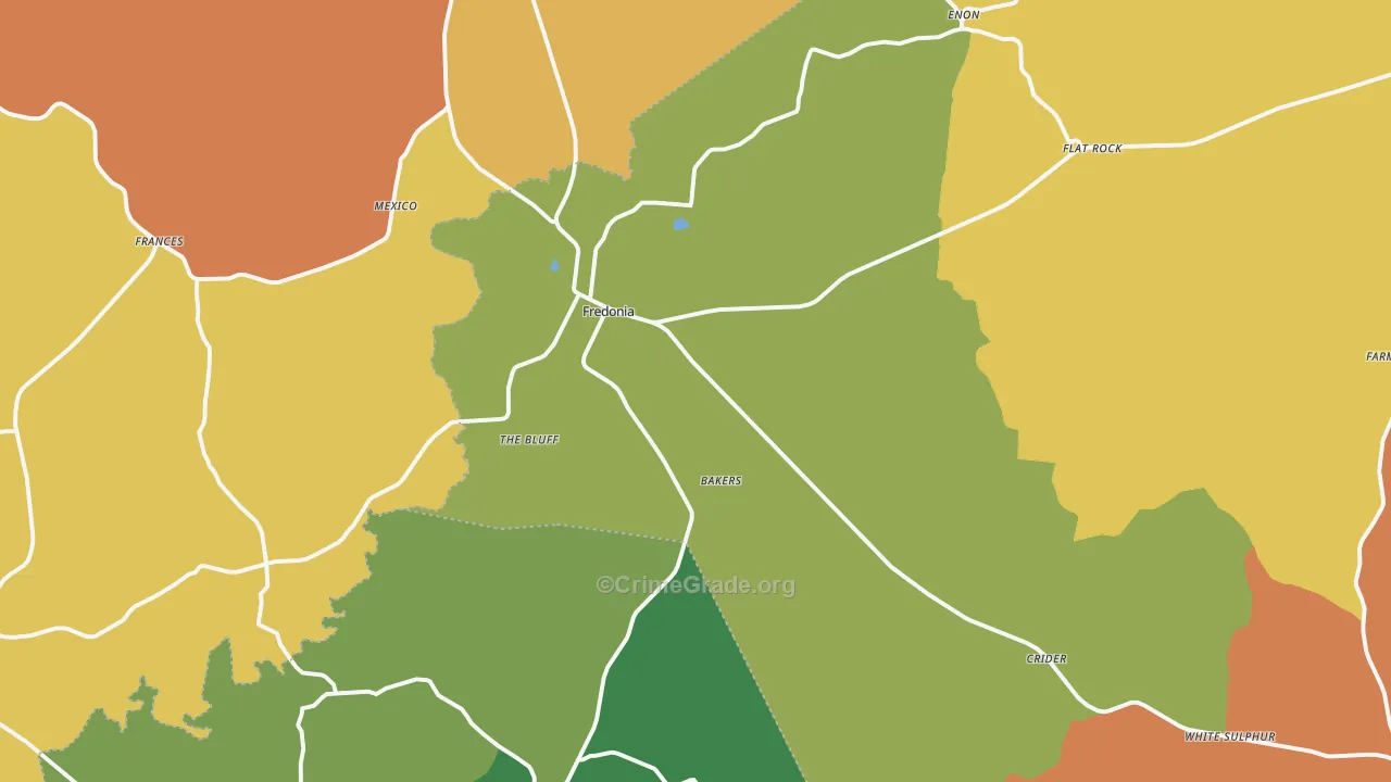 Fredonia, KY Map of Robbery Rates