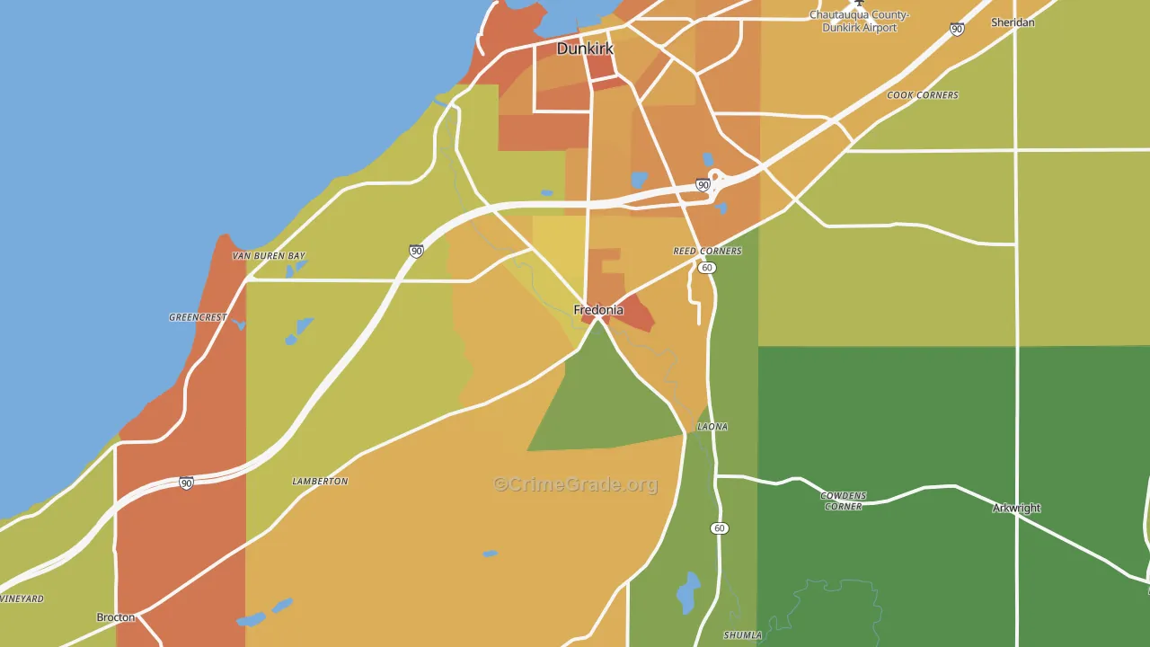 Fredonia, NY Map of Robbery Rates