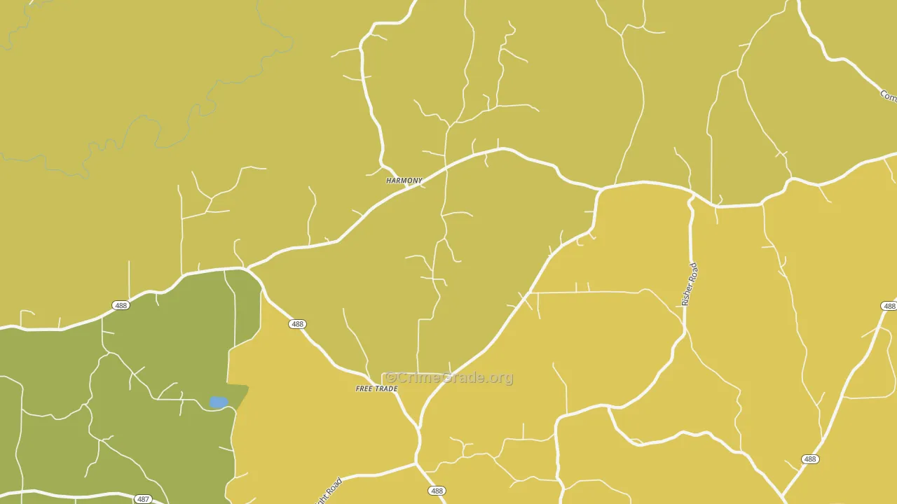 Free Trade, MS Map of Robbery Rates