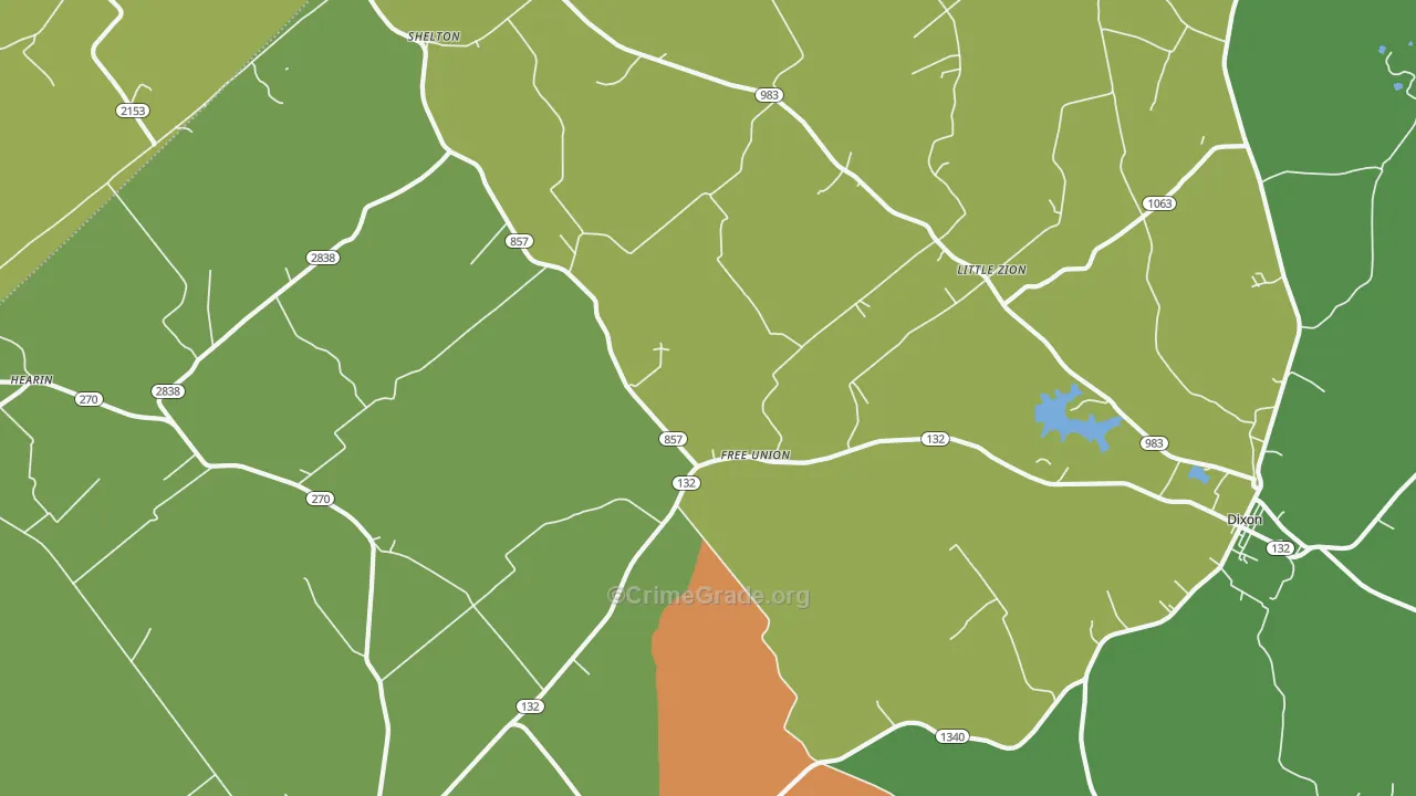 Free Union, KY Map of Robbery Rates