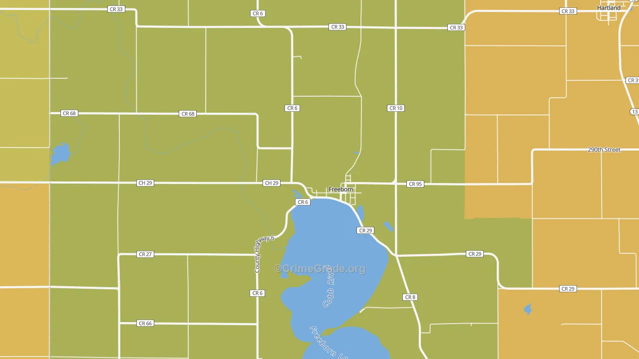 Freeborn, MN Map of Robbery Rates