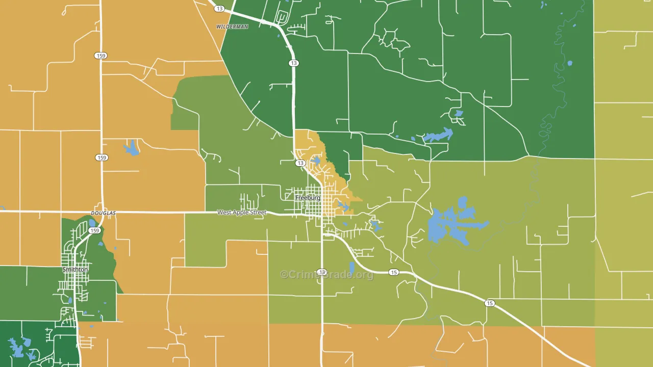 Freeburg, IL Map of Robbery Rates