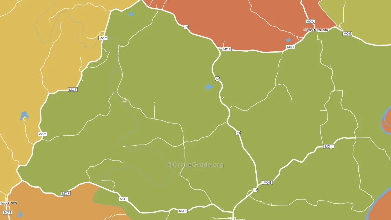 Freeburg, MO Map of Robbery Rates