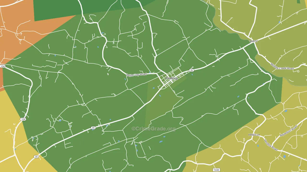 Freeburg, PA Map of Robbery Rates