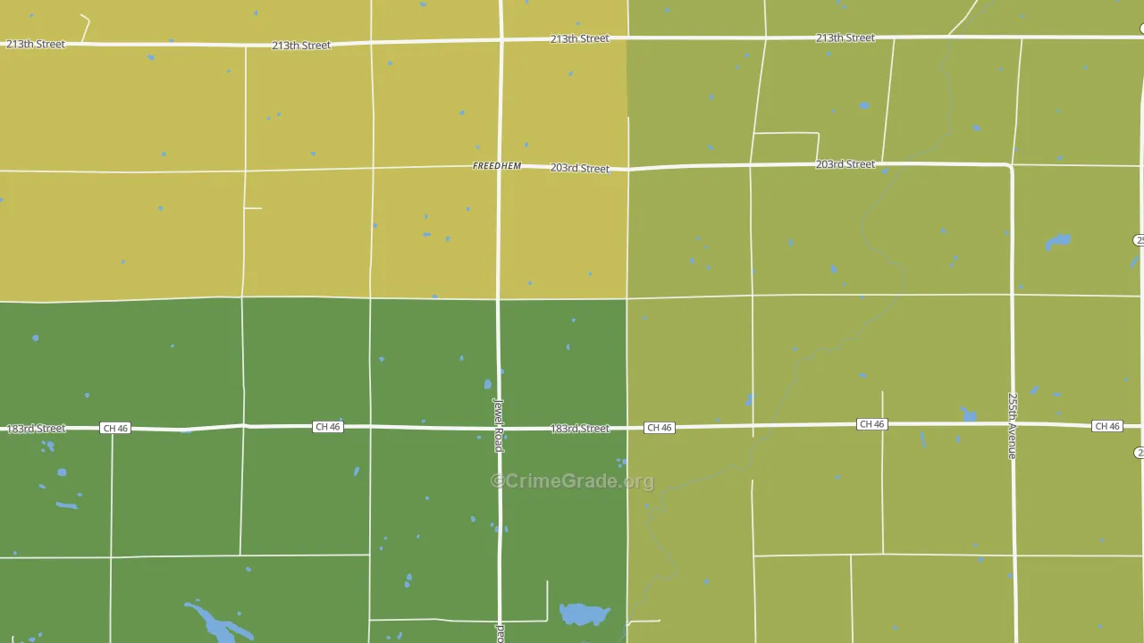 Freedhem, MN Map of Robbery Rates
