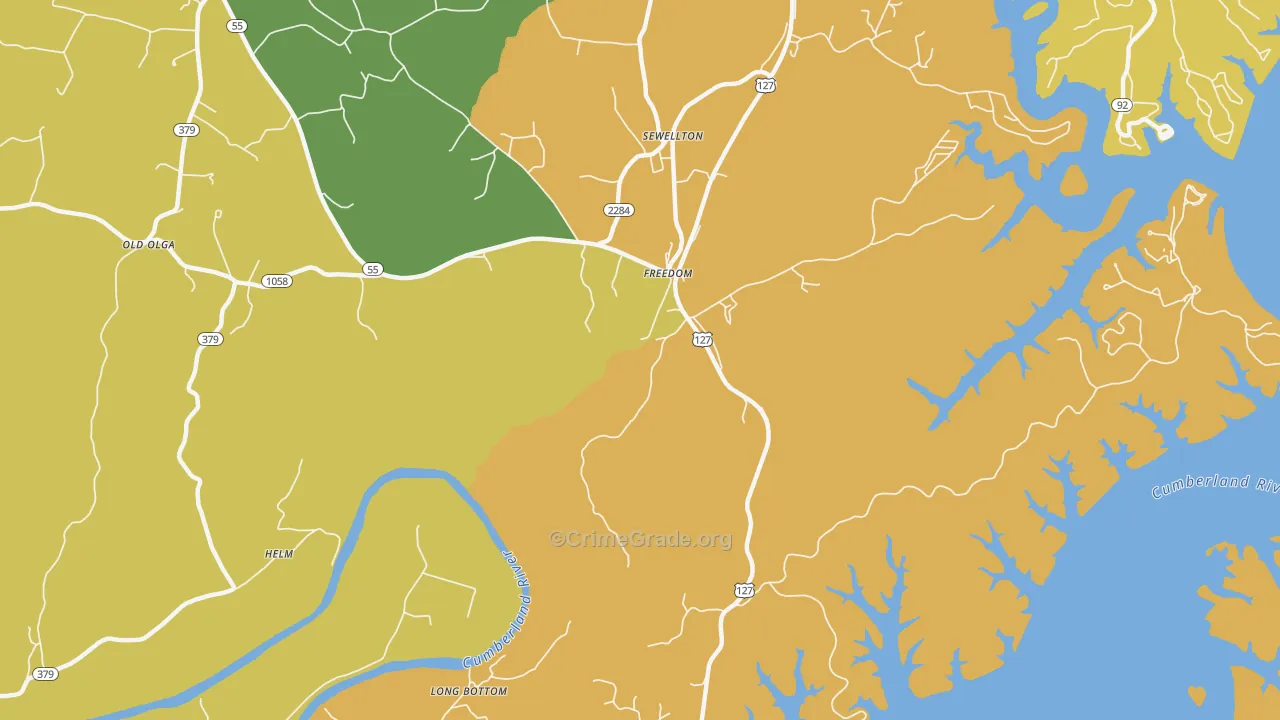 Freedom, KY Map of Robbery Rates