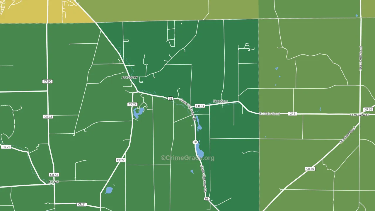 Freedom, NY Map of Robbery Rates