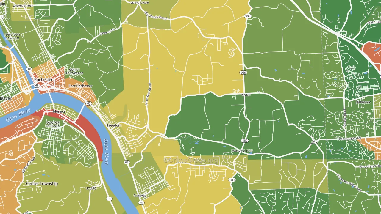 Freedom, PA Map of Robbery Rates
