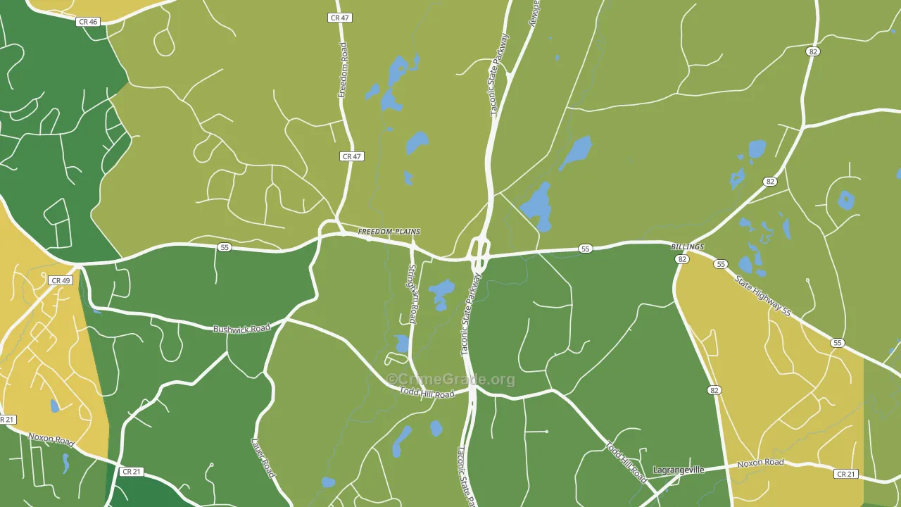 Freedom Plains, NY Map of Robbery Rates