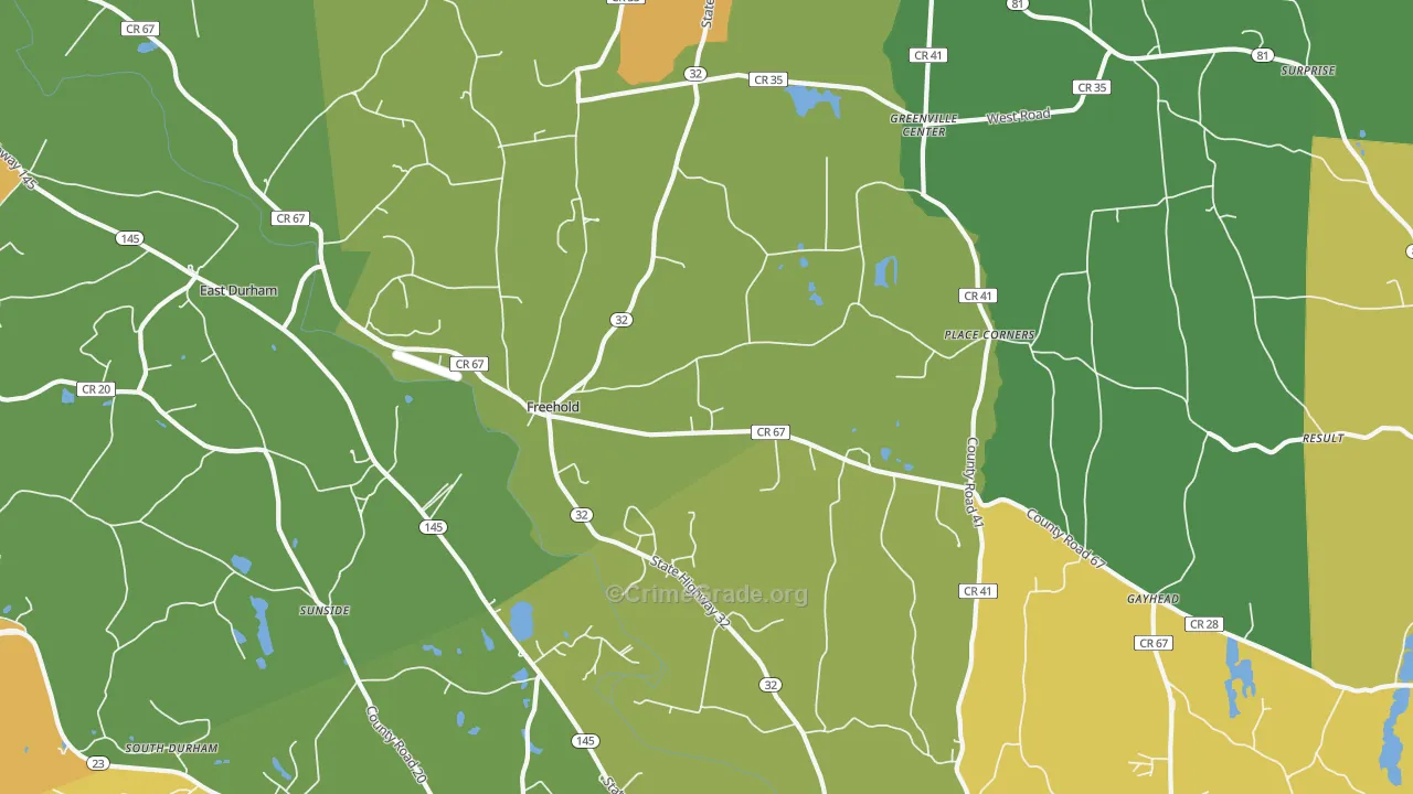 Freehold, NY Map of Robbery Rates