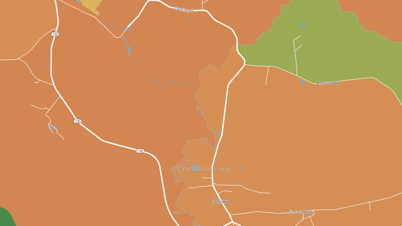 Freeland, NC Map of Robbery Rates