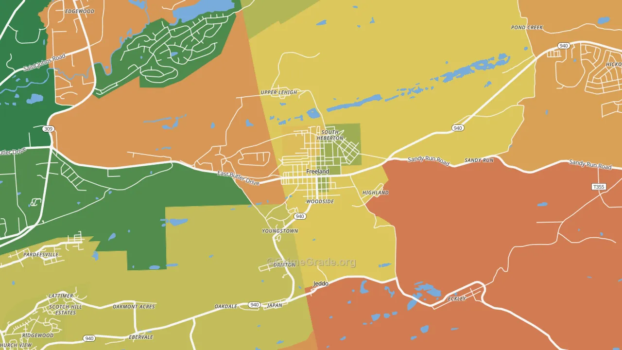 Freeland, PA Map of Robbery Rates