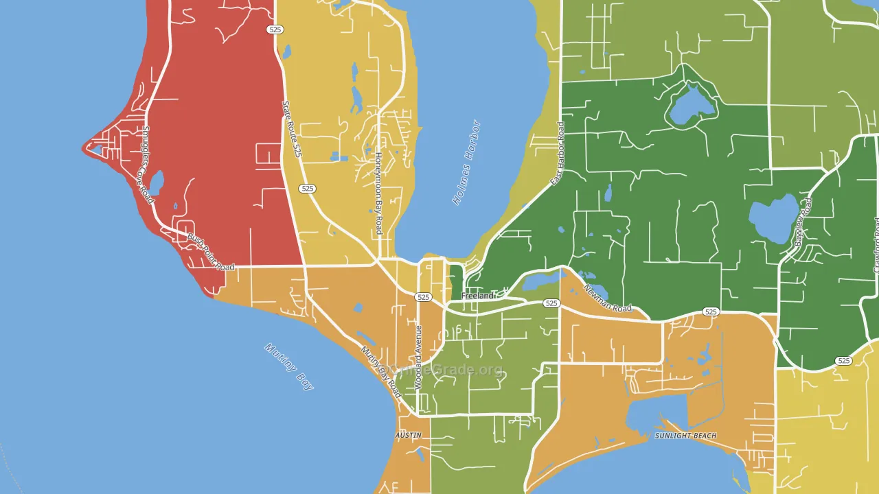 Freeland, WA Map of Robbery Rates
