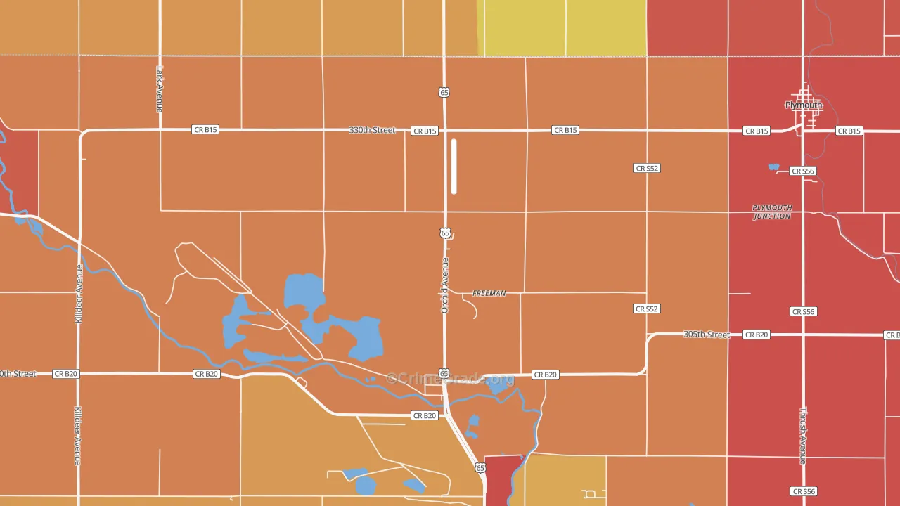 Freeman, IA Map of Robbery Rates