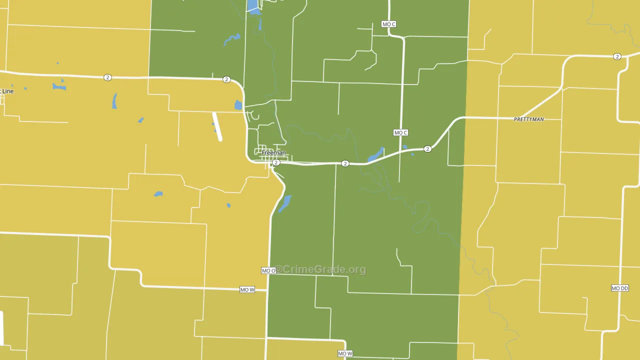Freeman, MO Map of Robbery Rates