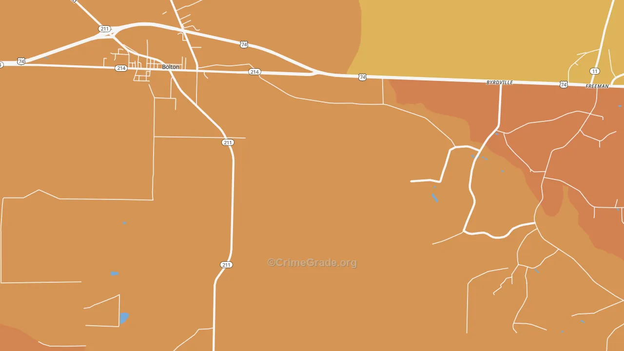 Freeman, NC Map of Robbery Rates