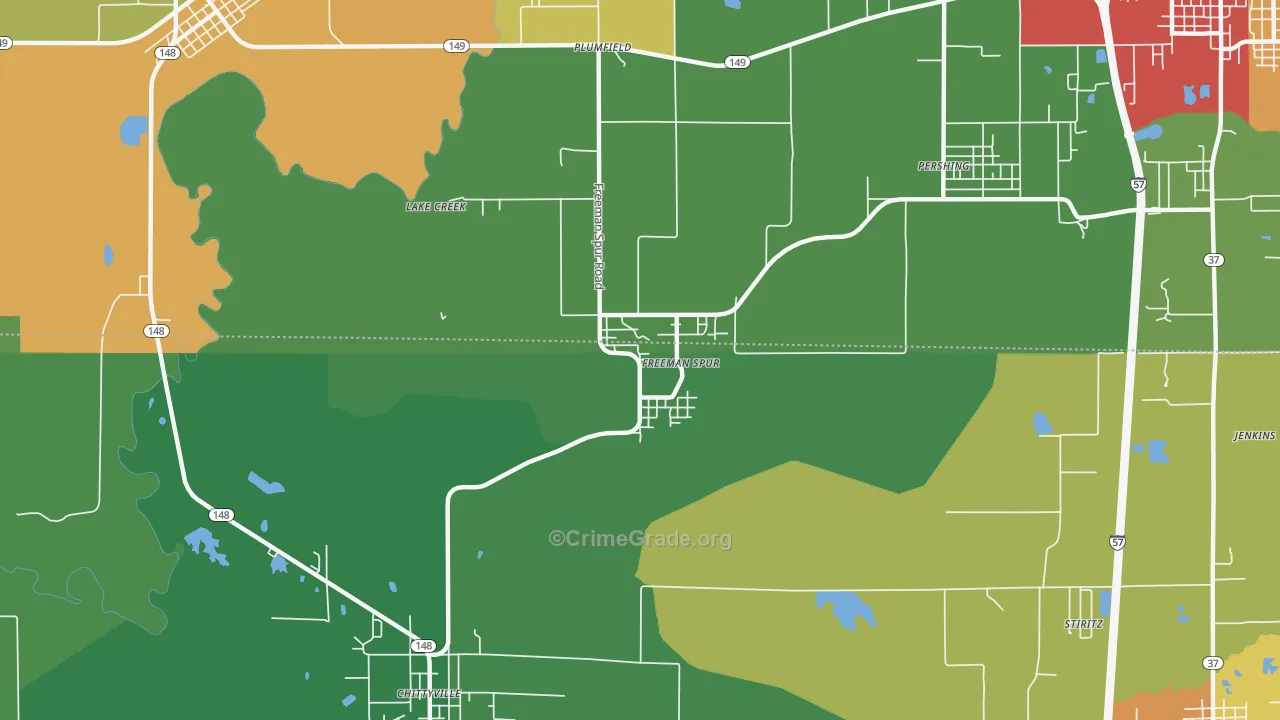 Freeman Spur, IL Map of Robbery Rates