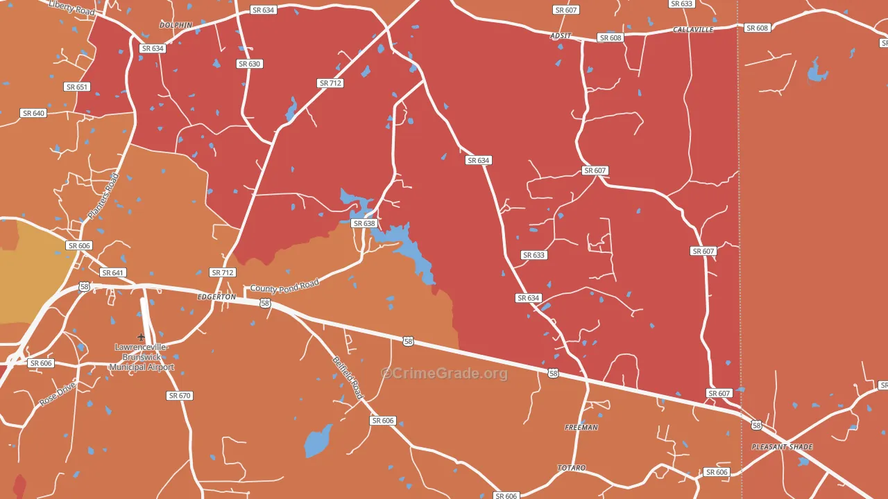 Freeman, VA Map of Robbery Rates