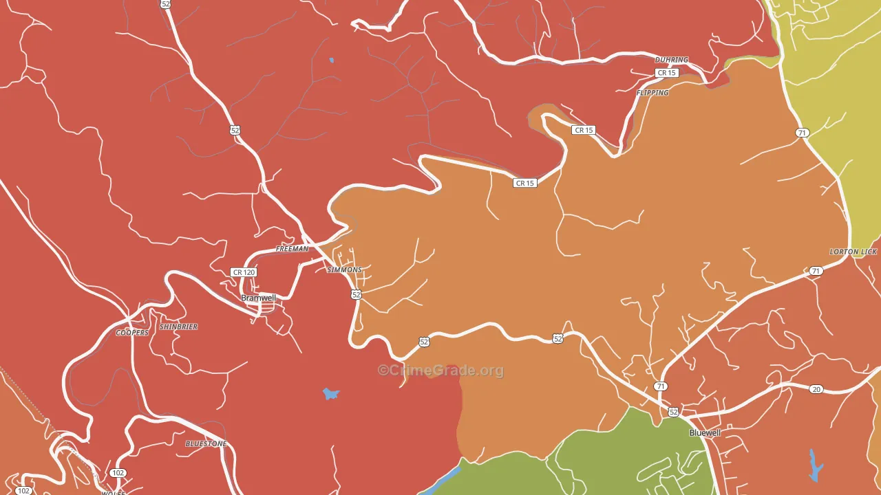 Freeman, WV Map of Robbery Rates